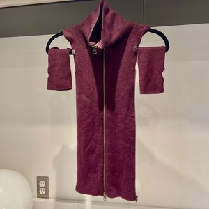 $375 Veronica Beard Rich Merlot maroon Purple luxe soft Wool Dickey & Cuffs set